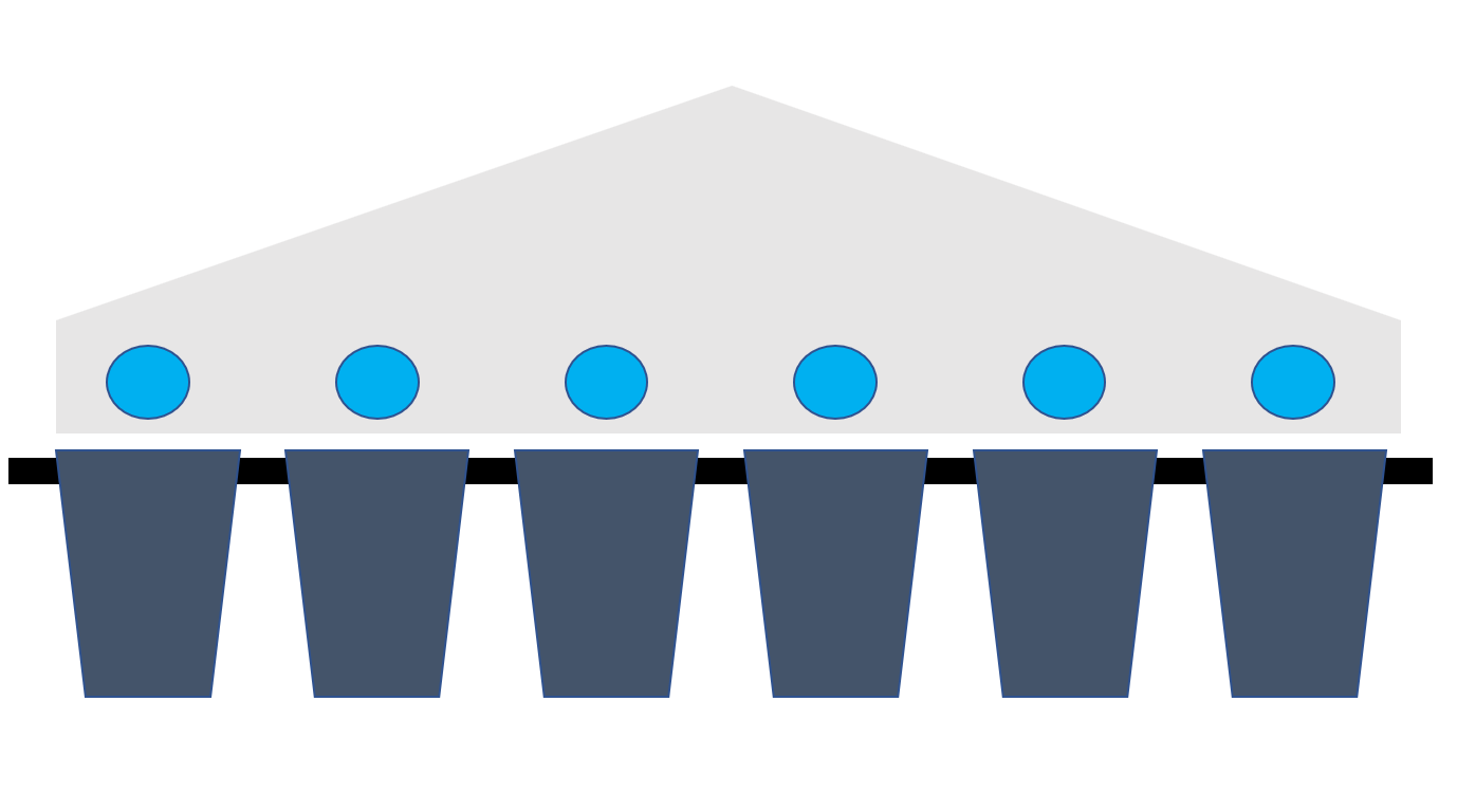 Schematic image of UVC lamps above cups